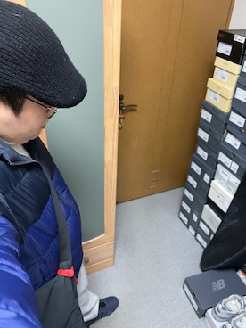「ハンチング」｜「アイテム（ダウンジャケット/コート）」を使った、りゅうたさん（メンズ・158cm）の冬コーディネート