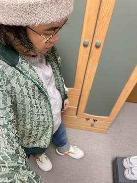 「ケーブルニット」｜「アイテム（スウェット）」を使った、りゅうたさん（メンズ・158cm）の春コーディネート