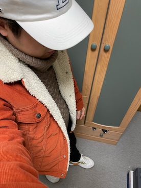 「ケーブルニット」｜「アイテム（デニムジャケット）」を使った、りゅうたさん（メンズ・158cm）の春コーディネート