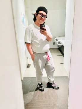 「LACOSTE（ラコステ）の【LACOSTE】COTTON LOGO HUNTING L1130（ハンチング/ベレー帽、ブラック系）」を使った、りゅうたさん（メンズ・160cm）の春コーディネート