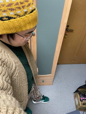 「チェック柄に恋してる」｜「アイテム（ニットキャップ/ビーニー）」を使った、りゅうたさん（メンズ・158cm）の冬コーディネート