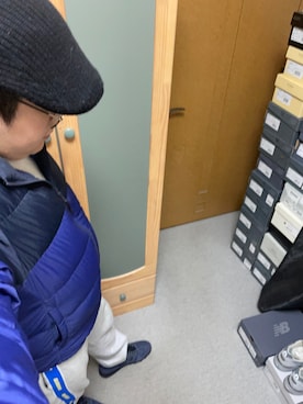 「ハンチング」｜「アイテム（ダウンジャケット/コート）」を使った、りゅうたさん（メンズ・158cm）の冬コーディネート