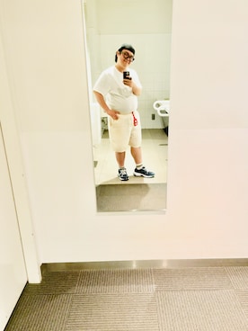 「LACOSTE（ラコステ）の【LACOSTE】COTTON LOGO HUNTING L1130（ハンチング/ベレー帽、ブラック系）」を使った、りゅうたさん（メンズ・160cm）の夏コーディネート