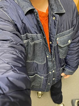 「ケーブルニット」｜「アイテム（デニムジャケット）」を使った、りゅうたさん（メンズ・158cm）の秋コーディネート