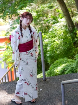 「アイテム（浴衣）」を使った、加賀 雪乃さん（レディース・160cm）の秋コーディネート