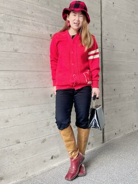 「WOOLRICH（ウールリッチ）のアイテム（帽子）」を使った、みーこさん（レディース・157cm）の秋コーディネート