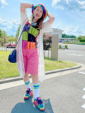 「Bossini（ボッシーニ）のアイテム」を使った、みーこさん（レディース・157cm）の夏コーディネート