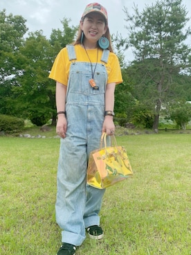 「お洒落さんと繋がりたい」｜「アイテム（サロペット/オーバーオール）」を使った、みーこさん（レディース・157cm）の夏コーディネート