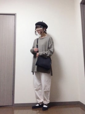 「水玉」｜「アイテム（ハンチング/ベレー帽）」を使った、ふとまきさん（レディース・155cm）の秋コーディネート
