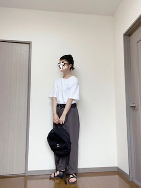 「みんなの白Tフェス」｜「アイテム（バックパック/リュック）」を使った、ふとまきさん（レディース・155cm）の夏コーディネート