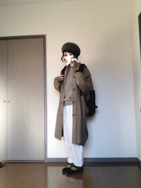 「sakishimatokyo（サキシマトーキョー）のアイテム（ノーカラージャケット）」を使った、ふとまきさん（レディース・155cm）の冬コーディネート