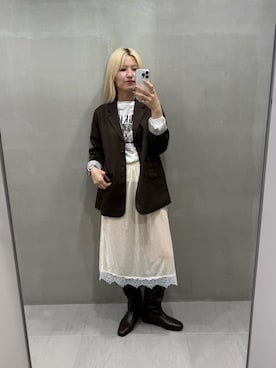 「KBF（ケイビーエフ）のアイテム（ジャケット/アウター）」を使った、ユイさん（レディース・164cm）の秋コーディネート