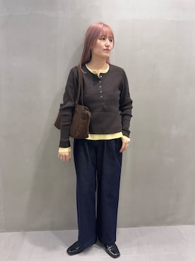 「骨格ストレート」｜「KBF（ケイビーエフ）のアイテム（ニット/セーター）」を使った、ユイさん（レディース・163cm）の秋コーディネート