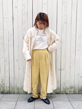 「Samansa Mos2 blue（サマンサモスモスブルー）のアイテム（シャツワンピース）」を使った、ミヅキさん（レディース・150cm）の春コーディネート