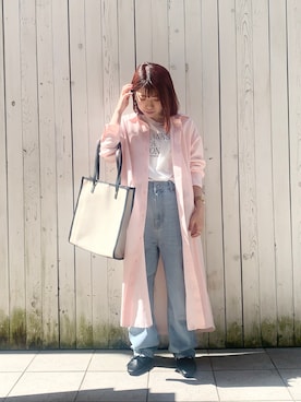 「Samansa Mos2 blue（サマンサモスモスブルー）のアイテム（シャツワンピース）」を使った、ミヅキさん（レディース・150cm）の春コーディネート