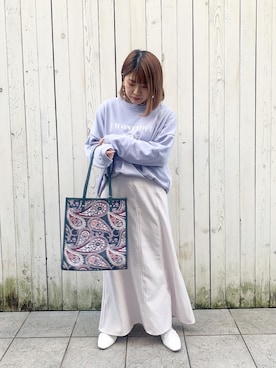 「Samansa Mos2 blue」｜「アイテム（スウェット）」を使った、ミヅキさん（レディース・150cm）の冬コーディネート