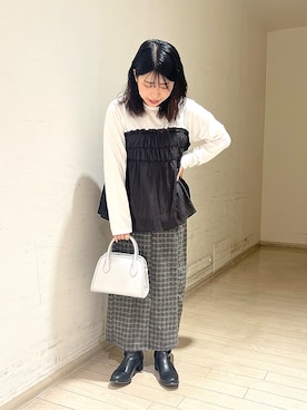 「Samansa Mos2 blue（サマンサモスモスブルー）のアイテム（スカート）」を使った、ミヅキさん（骨格ストレート・レディース・151cm）の秋コーディネート