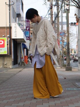 「shiki tokyo（シキトウキョウ）のアイテム（パンツ）」を使った、takumaさん（メンズ・176cm）の冬コーディネート