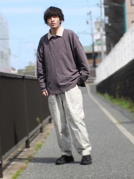 「shiki tokyo（シキトウキョウ）のアイテム（スニーカー）」を使った、takumaさん（メンズ・176cm）の春コーディネート