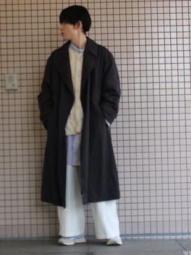 「LIDNM（リドム）のアイテム（トレンチコート）」を使った、takumaさん（メンズ・176cm）の冬コーディネート