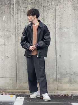 「WYM LIDNM（ウィム バイ リドム）のMILANO RIB HEAVY WEIGHT PO KNIT（ニット/セーター）」を使った、takumaさん（メンズ・178cm）の秋コーディネート