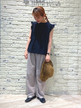 「スカラップ」｜「アイテム（帽子）」を使った、ふくしま あやなさん（レディース・164cm）の夏コーディネート
