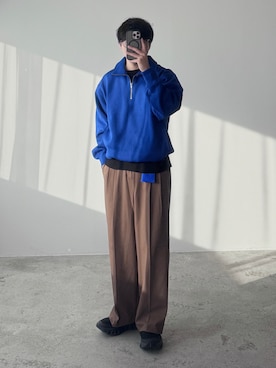 「ブルー」｜「アイテム（スウェット）」を使った、kurashinoiyashiさん（メンズ・158cm）の秋コーディネート