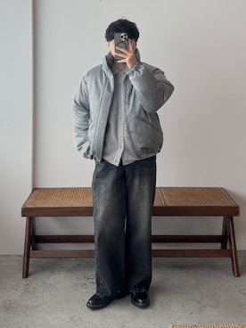 「アイテム（ダウンジャケット/コート）」を使った、kurashinoiyashiさん（メンズ・158cm）の秋コーディネート