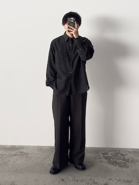 「WYM LIDNM（ウィム バイ リドム）のSEMI WIDE STRAIGHT CLASSIC SLACKS（スラックス、ブラウン系）」を使った、kurashinoiyashiさん（メンズ・158cm）の夏コーディネート