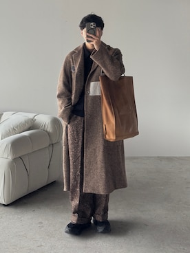 「アイテム（ステンカラーコート）」を使った、kurashinoiyashiさん（メンズ・158cm）の秋コーディネート