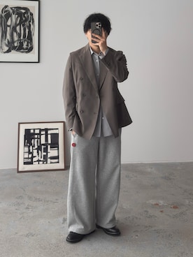 「Unblend（アンブレンド）の【Unblend】ドロスト ヘビーウェイトカーブスウェットパンツ 【セットアップ対応】（スウェットパンツ、グレー系）」を使った、kurashinoiyashiさん（メンズ・158cm）の春コーディネート