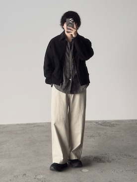 「shiun（シウン）のアイテム（シャツ/ブラウス、ブラウン系）」を使った、kurashinoiyashiさん（メンズ・158cm）の春コーディネート