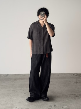 「Coming Soonのアイテム（シューズ、ブラック系）」を使った、kurashinoiyashiさん（メンズ・158cm）の春コーディネート