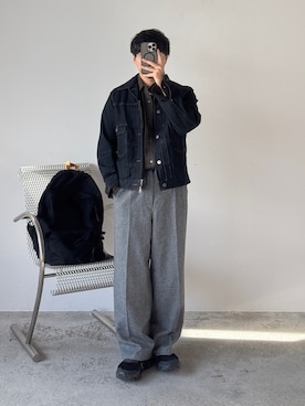 「アイテム（デニムジャケット）」を使った、kurashinoiyashiさん（メンズ・158cm）の秋コーディネート