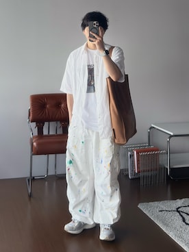 「no brand（ノーブランド）のアイテム（トートバッグ）」を使った、kurashinoiyashiさん（メンズ・158cm）の夏コーディネート