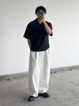 「GU（ジーユー）のアイテム（パンツ、ホワイト系）」を使った、kurashinoiyashiさん（メンズ・158cm）の夏コーディネート