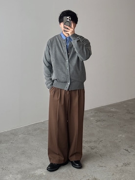 「WYM LIDNM（ウィム バイ リドム）のGENUINE LEATHER PLAIN DERBY SHOES（ドレスシューズ、ブラック系）」を使った、kurashinoiyashiさん（メンズ・158cm）の春コーディネート