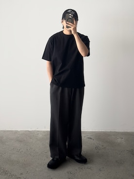 「WYM LIDNM（ウィム バイ リドム）のCOOL DRY DENSE TEE -STANDARD FIT-（Tシャツ/カットソー、グレー系）」を使った、kurashinoiyashiさん（メンズ・158cm）の夏コーディネート