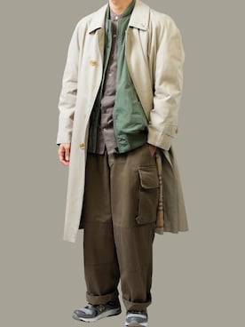 「m47」｜「アイテム（ステンカラーコート）」を使った、kurashinoiyashiさん（メンズ・160cm）の秋コーディネート