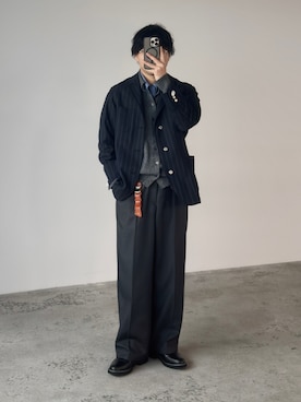 「GU（ジーユー）のアイテム（ジャケット/アウター、ブルー系）」を使った、kurashinoiyashiさん（メンズ・158cm）の春コーディネート