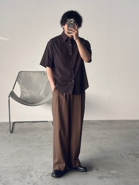 「WYM LIDNM（ウィム バイ リドム）のGENUINE LEATHER PLAIN DERBY SHOES（ドレスシューズ、ブラック系）」を使った、kurashinoiyashiさん（メンズ・158cm）の春コーディネート