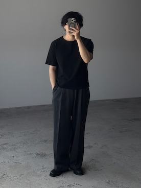 「shiun（シウン）のアイテム（Tシャツ/カットソー、ブラック系）」を使った、kurashinoiyashiさん（メンズ・158cm）の春コーディネート