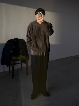 「カシミヤ」｜「アイテム（スラックス）」を使った、kurashinoiyashiさん（メンズ・158cm）の秋コーディネート