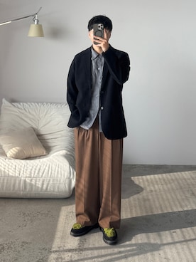 「no brand（ノーブランド）のアイテム」を使った、kurashinoiyashiさん（メンズ・158cm）の秋コーディネート