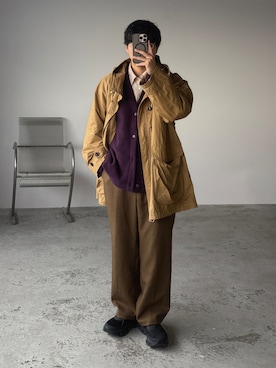 「アイテム（スラックス）」を使った、kurashinoiyashiさん（メンズ・158cm）の秋コーディネート