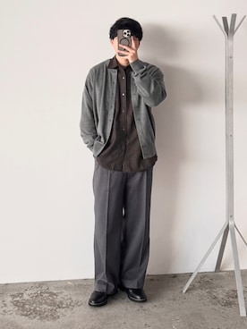 「WYM LIDNM（ウィム バイ リドム）のCLASSIC PLAID FLANNEL SHIRT（シャツ/ブラウス、ブラウン系）」を使った、kurashinoiyashiさん（メンズ・158cm）の春コーディネート