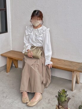 「カフェ」｜「アイテム（その他）」を使った、ぽーさん（レディース・148cm）の春コーディネート