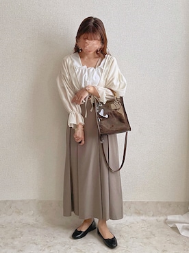 「GRL（グレイル）の光沢シフォンカーディガン（カーディガン/ボレロ）」を使った、ぽーさん（レディース・148cm）の夏コーディネート