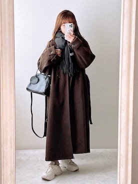 「Ambre Neige（アンブルネージュ）のアイテム（チェスターコート）」を使った、ぽーさん（レディース・148cm）の秋コーディネート