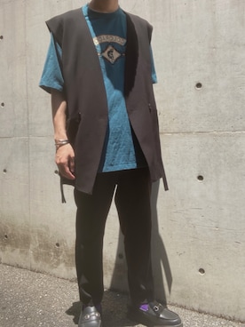 「ジレ」｜「アイテム（その他アウター）」を使った、　きいさん（メンズ・170cm）の夏コーディネート